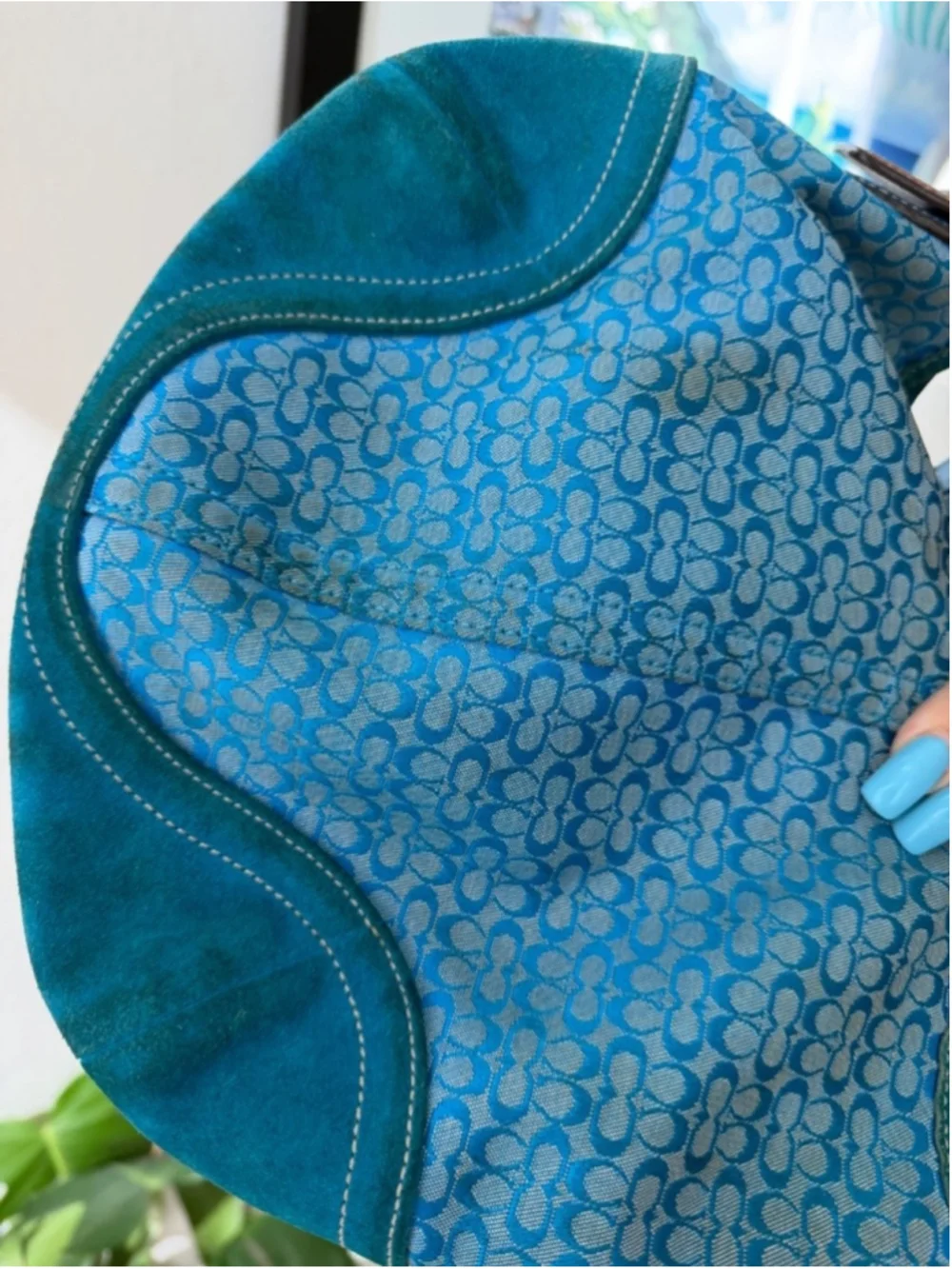 🦋 RARE Y2K Vintage Coach Signature Blue Soho Suede Hobo Shoulder Bag #1460 🦋